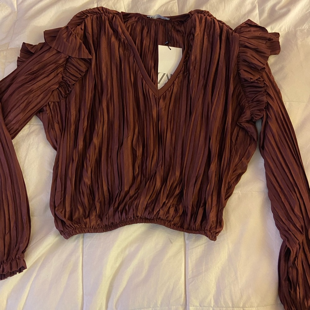 NWT Zara burgundy/maroon silk top